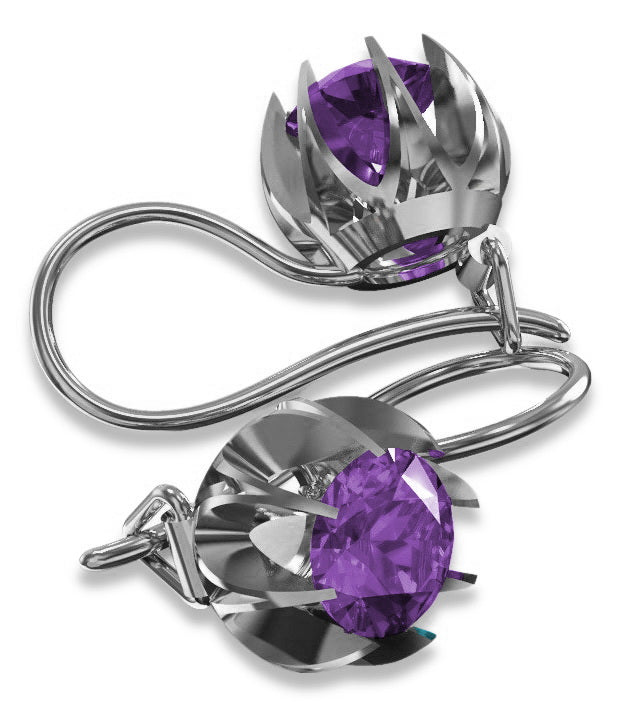 Vintage Alexandrite Earrings in Sterling Silver (vec062s-ax) — worn on the hand, showing profile