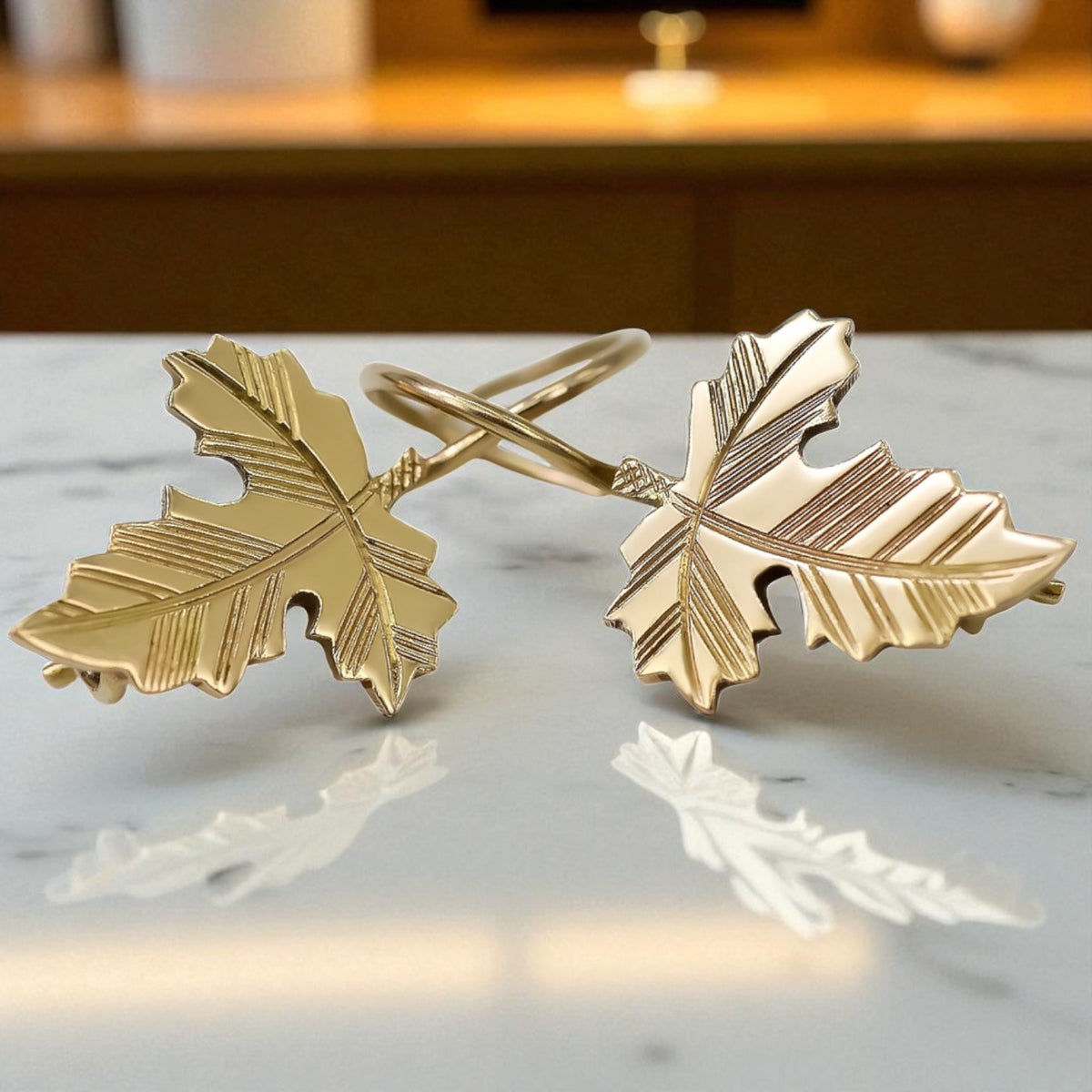 Vintage Leaf Earrings in 14K Rose Gold (ven140)