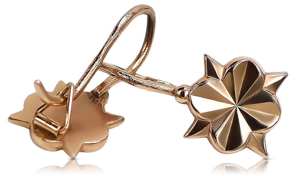 Vintage Flower Earrings in 14K Rose Gold (ven002)