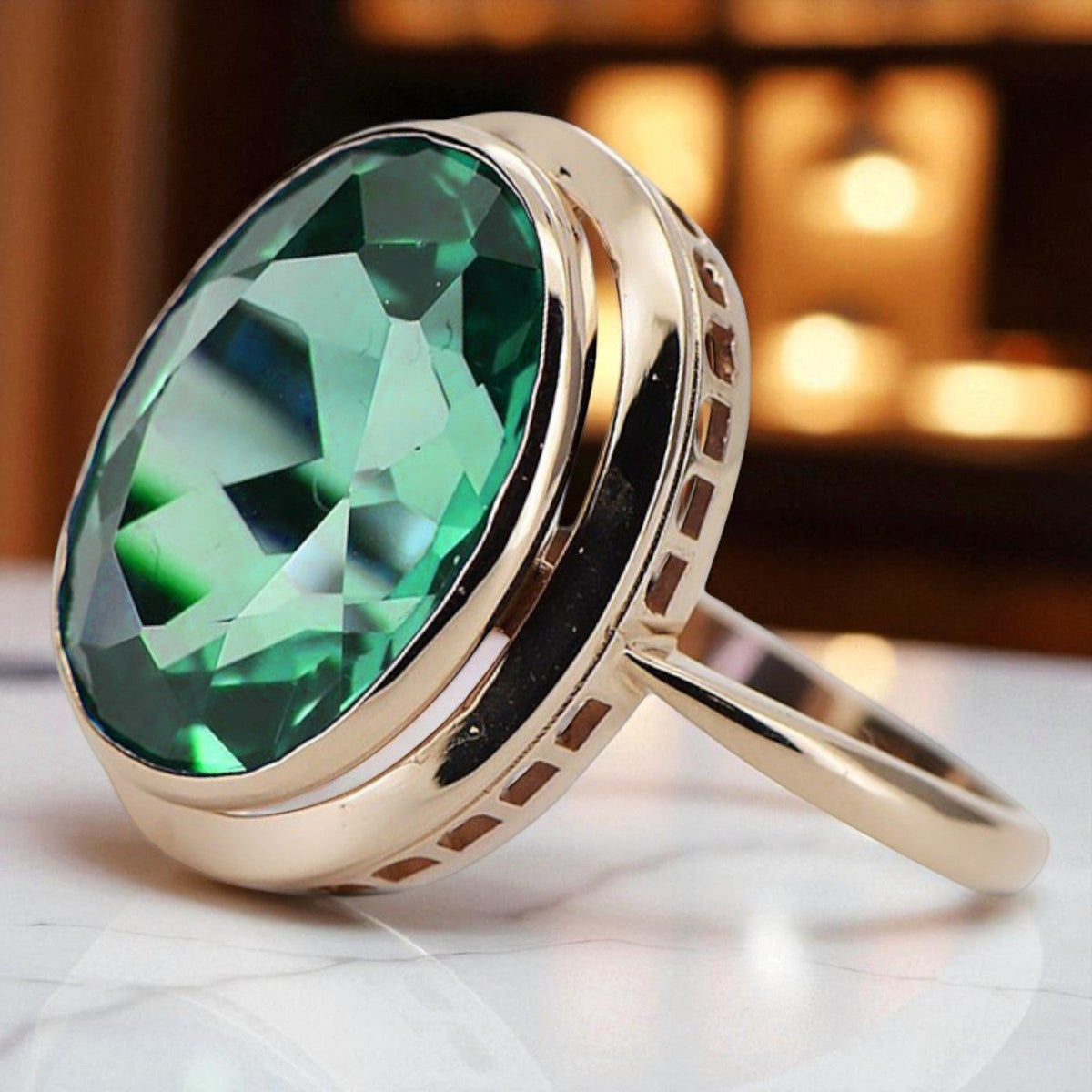 Vintage Emerald Ring in 14K Rose Gold (vrc285r-em)