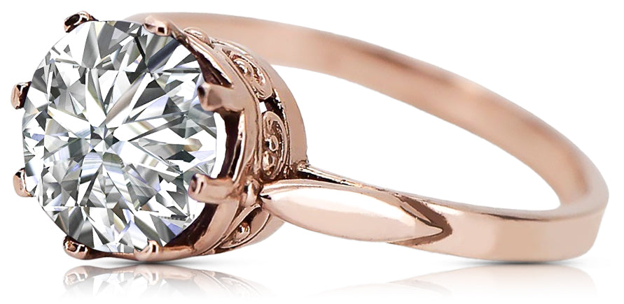 Vintage Zircon Ring in 14K Rose Gold (vrc366r-zi) — worn on the neckline, showing the drape