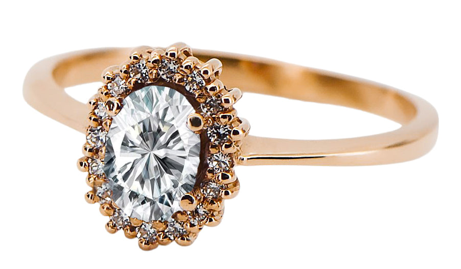 Vintage Zircon Ring in 14K Rose Gold (crc009r-zi) — worn on the hand, showing profile