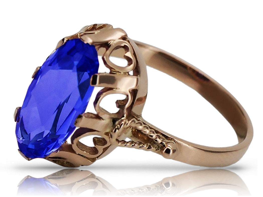 Vintage Sapphire Ring in 14K Rose Gold (vrc134r-sp) — full view of the piece