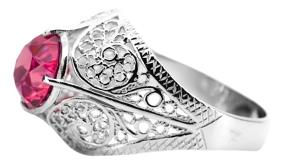 Vintage Ruby Ring in Sterling Silver (vrc026s-rb)