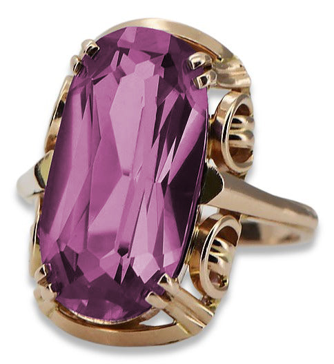 Vintage Amethyst Ring in 14K Rose Gold (vrc038r-am) — close-up of the hallmark on the inner band