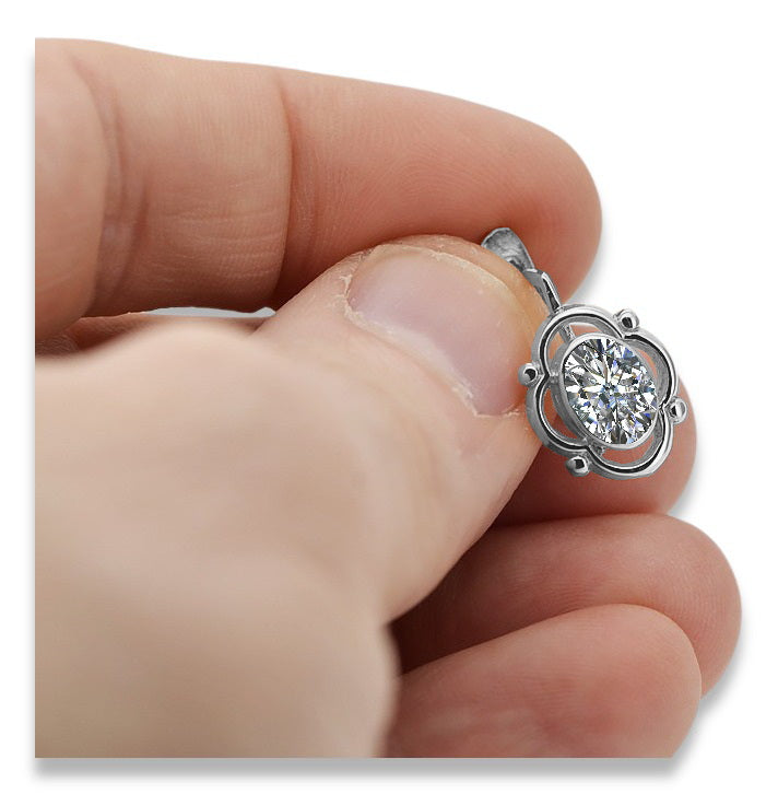 Vintage Zircon Earrings in Sterling Silver (vec033s-zi) — back view with the clasp