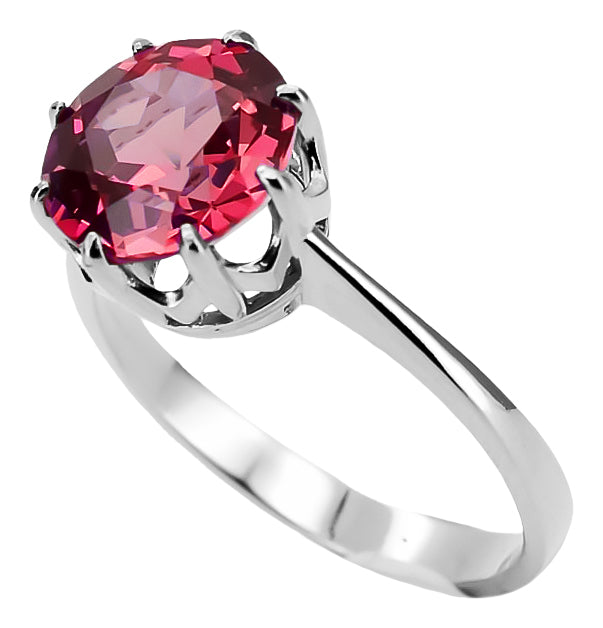 Vintage Ruby Ring in Sterling Silver (vrc157s-rb) — close-up of the stone and setting
