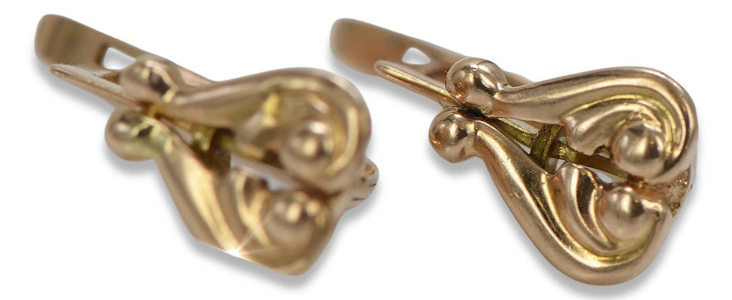 Vintage Heart Earrings in 14K Rose Gold (ven132) — view 6
