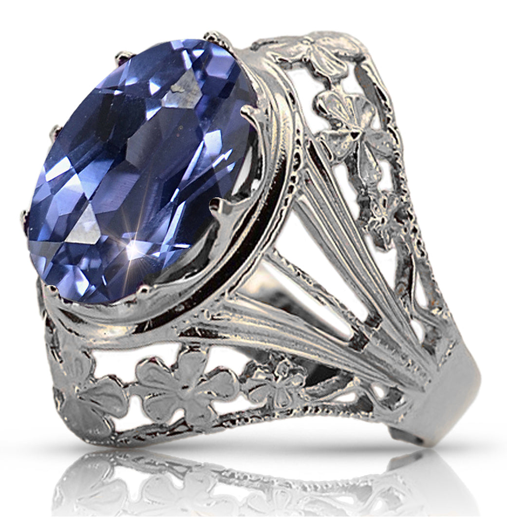 Vintage Alexandrite Ring in Sterling Silver (vrc031s-ax)