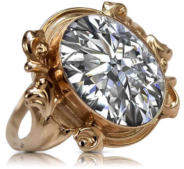 Vintage Zircon Ring in 14K Rose Gold (vrc100r-zi) — worn on the hand, showing profile