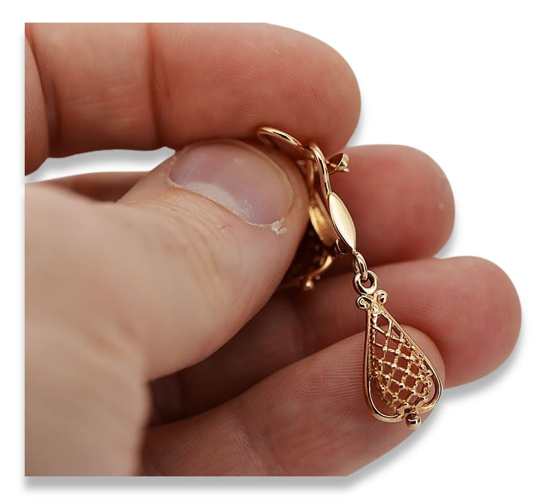 Vintage Leaf Earrings in 14K Rose Gold (ven151) — view 4