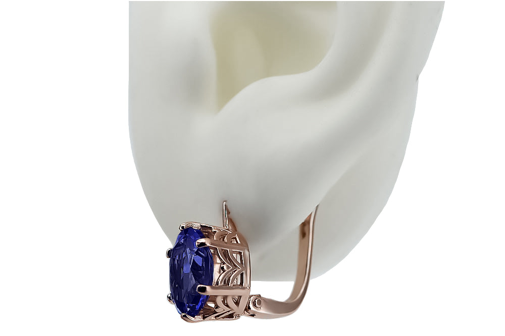 Vintage Sapphire Earrings in 14K Rose Gold (vec003r-sp) — view 4