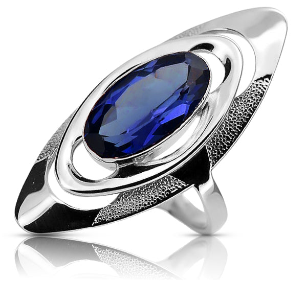 Vintage Sapphire Ring in Sterling Silver (vrc189s-sp)