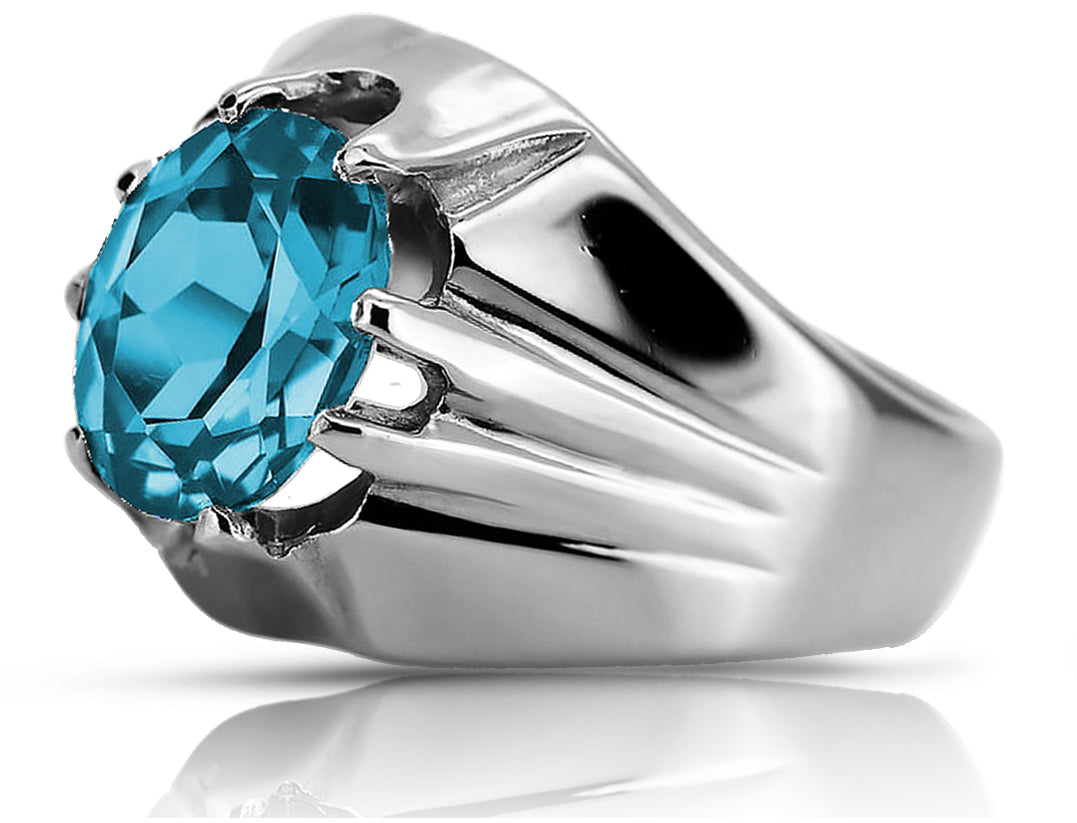Vintage Aquamarine Ring in Sterling Silver (vrc016s-aq) — side view showing the setting