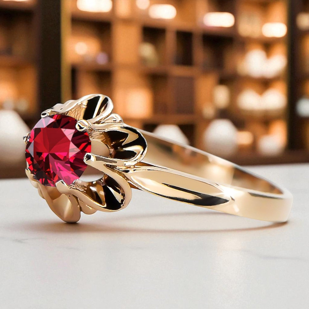 Vintage Ruby Craft Ring in 14K Rose Gold (vrc004r-rb)