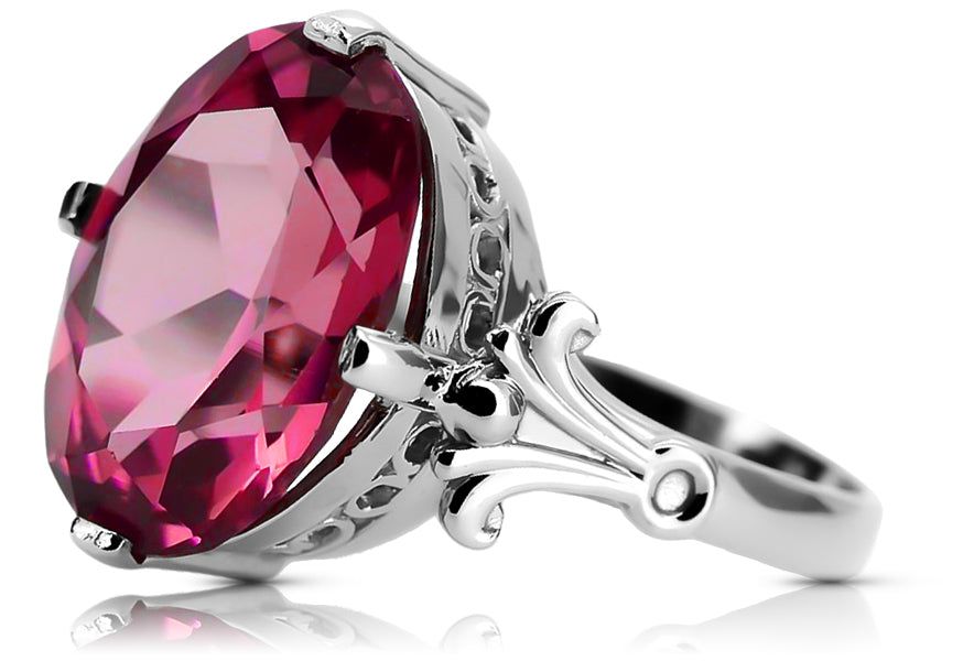 Vintage Ruby Ring in Sterling Silver (vrc369s-rb)