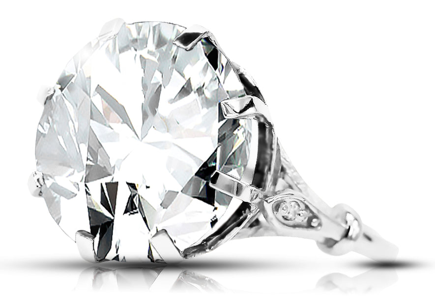 Vintage Zircon Ring in Sterling Silver (vrc073s-zi) — side view showing the setting