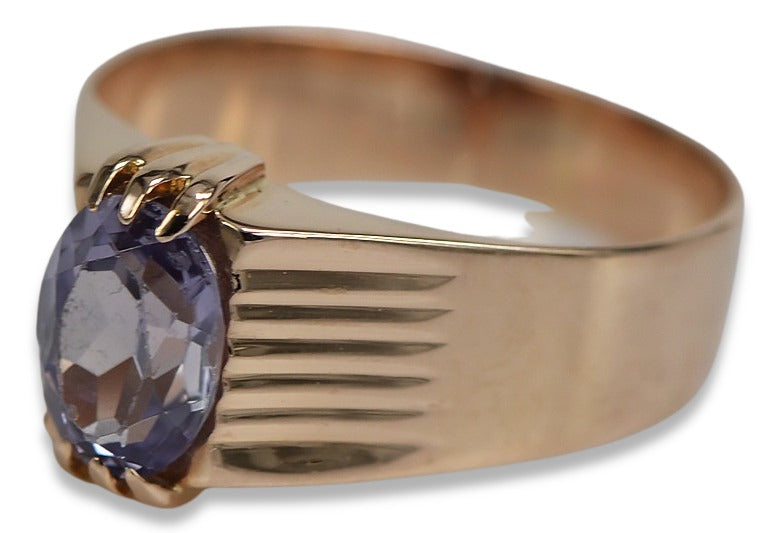 Vintage Alexandrite Ring in 14K Rose Gold (vrc007r-ax) — back view with the clasp
