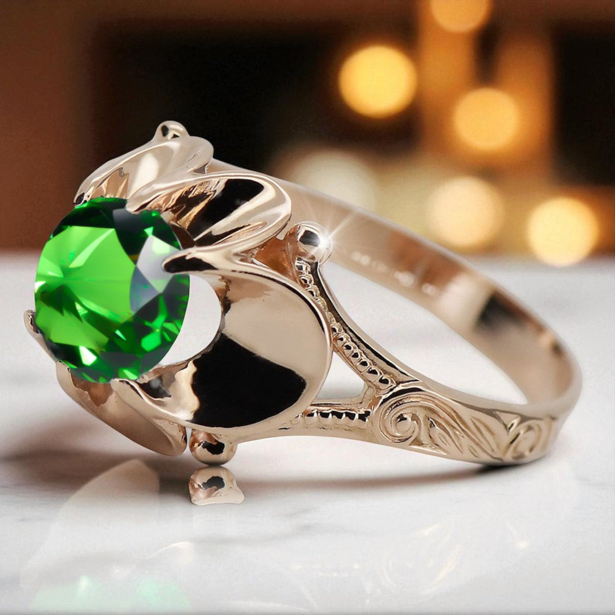Vintage Emerald Ring in 14K Rose Gold (vrc377r-em)