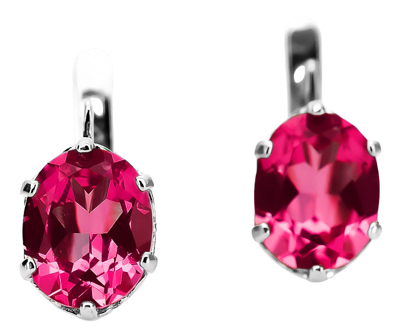 Vintage Ruby Earrings in Sterling Silver (vec003s-rb) — worn on the hand, showing profile