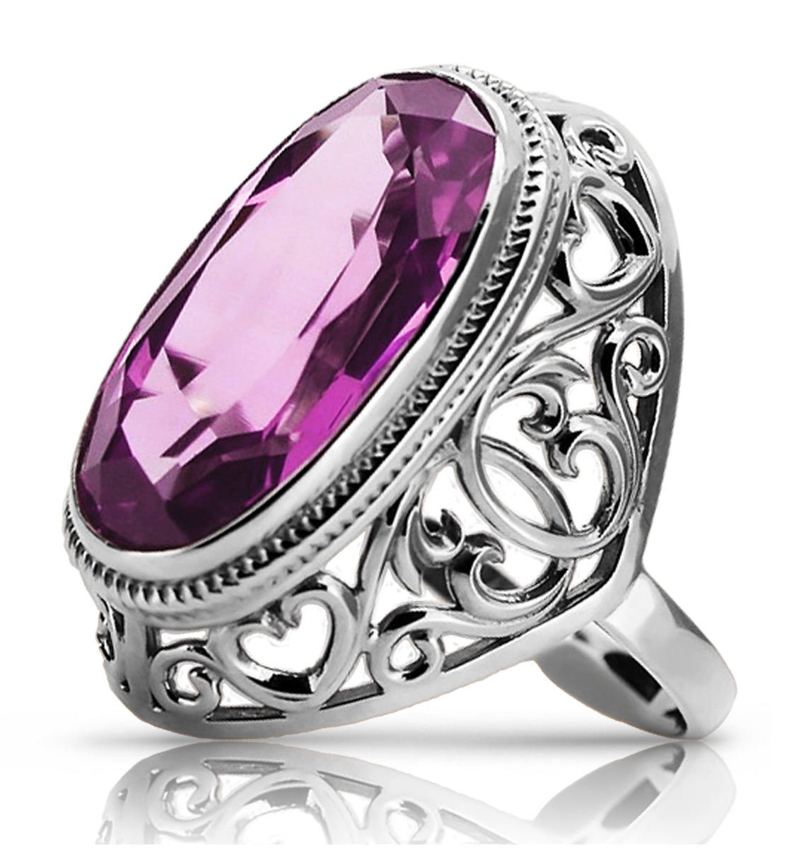 Vintage Amethyst Ring in Sterling Silver (vrc184s-am)