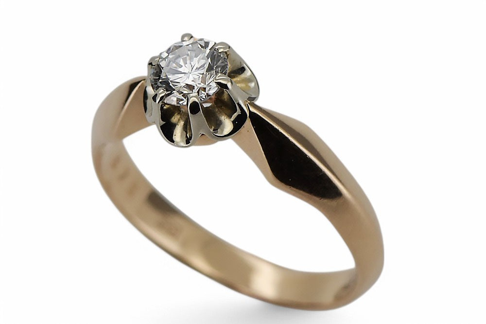 Vintage Zircon Ring in 14K Rose Gold (vrc321r-zi) — close-up of the stone and setting