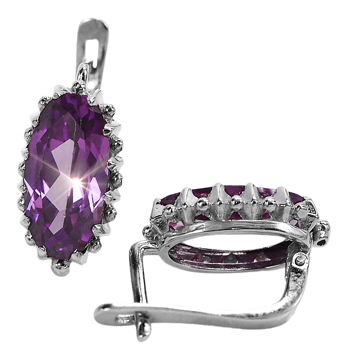 Vintage Amethyst Earrings in Sterling Silver (vec174s-am) — full view of the piece