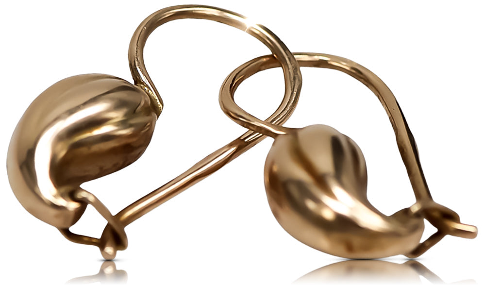 Vintage Pear Earrings in 14K Rose Gold (ven115) — full view of the piece