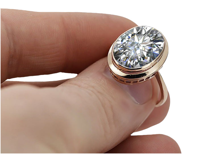 Vintage Zircon Ring in 14K Rose Gold (vrc285r-zi) — worn on the hand, showing profile