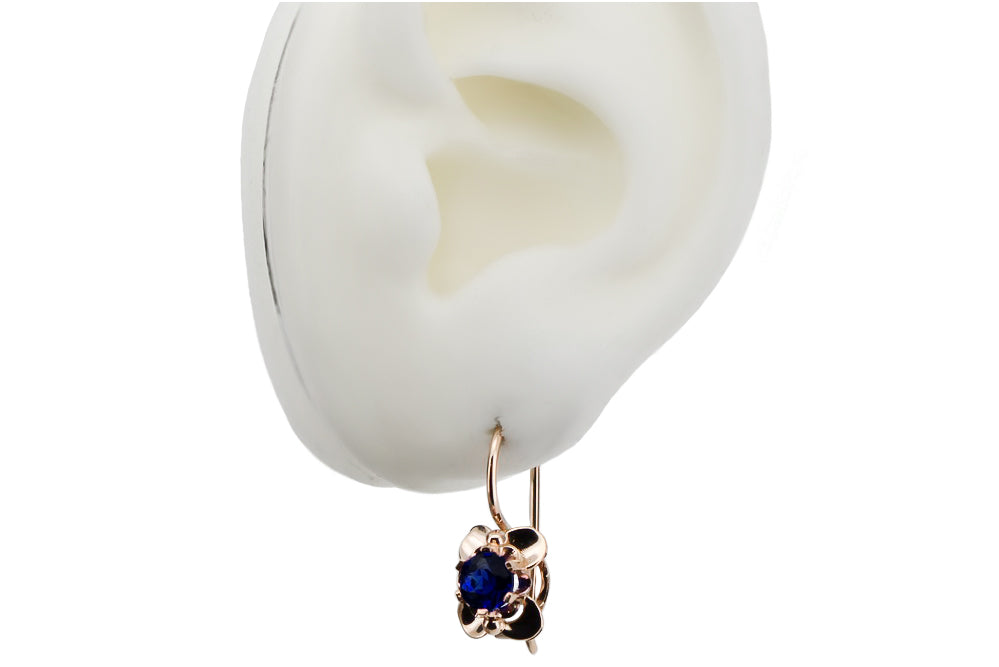 Vintage Sapphire Craft Earrings in 14K Rose Gold (vec116r-sp) — full view of the piece