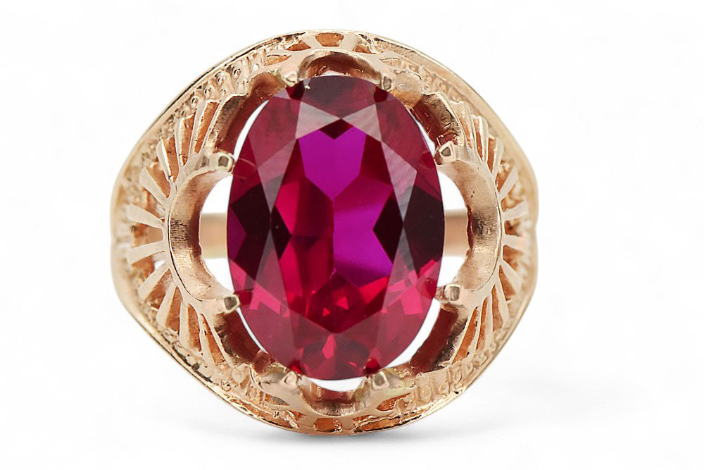 Vintage Ruby Craft Ring in 14K Rose Gold (vrc003r-rb) — close-up of the hallmark on the inner band