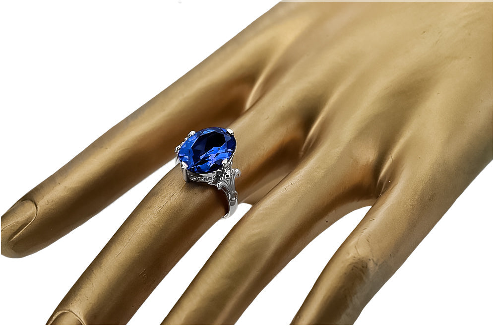 Vintage Sapphire Ring in Sterling Silver (vrc369s-sp) — side view showing the setting