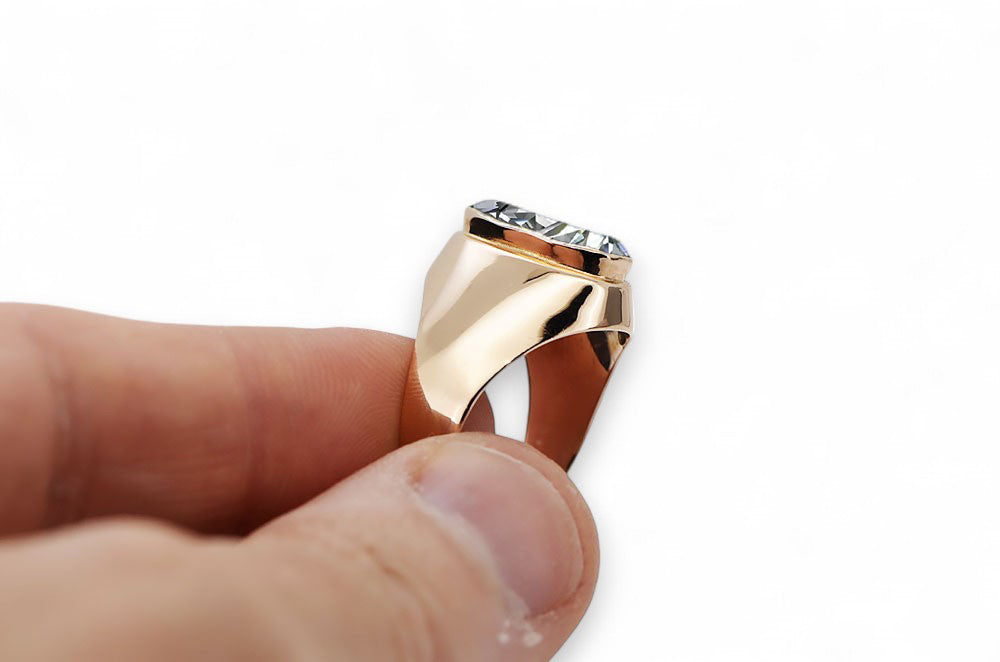 Vintage Zircon Ring in 14K Rose Gold (vrc077r-zi) — side view showing the setting