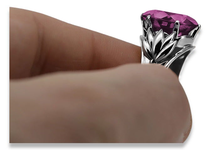 Vintage Amethyst Ring in Sterling Silver (vrc029s-am) — side view showing the setting