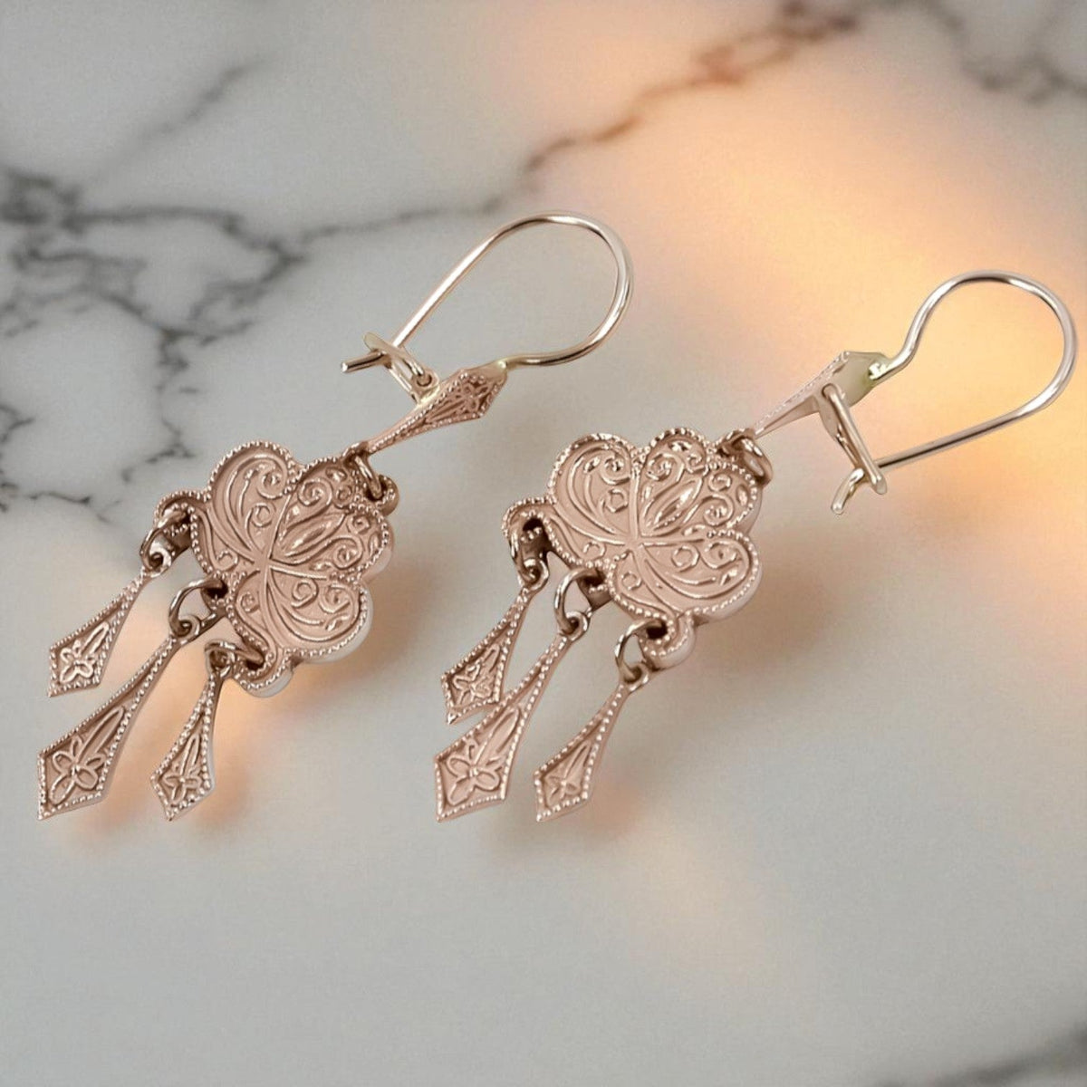 Vintage Gipsy Earrings in 14K Rose Gold (ven067)