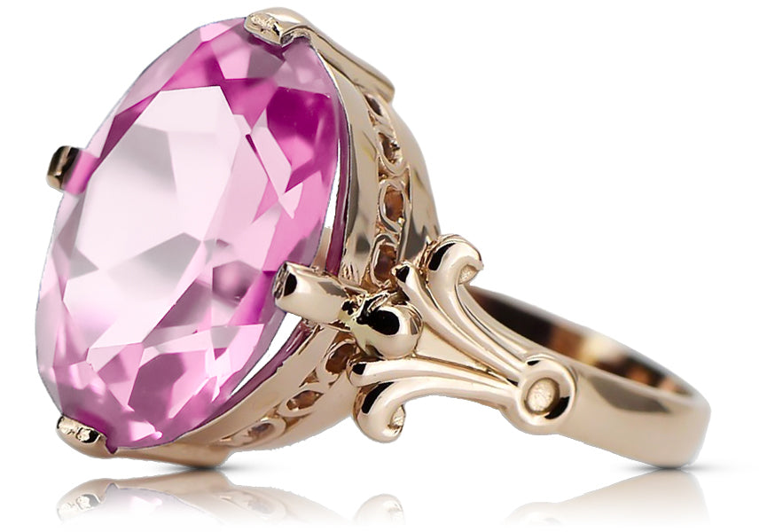 Vintage Amethyst Craft Ring in 14K Rose Gold (vrc369r-am) — close-up of the hallmark on the inner band