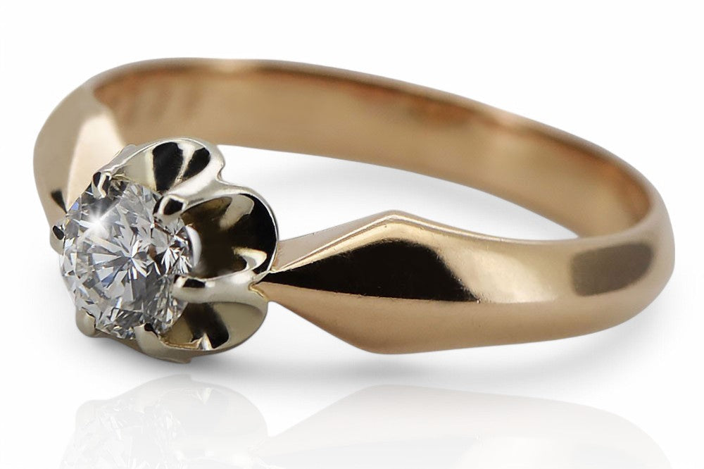 Vintage Zircon Ring in 14K Rose Gold (vrc321r-zi) — side view showing the setting