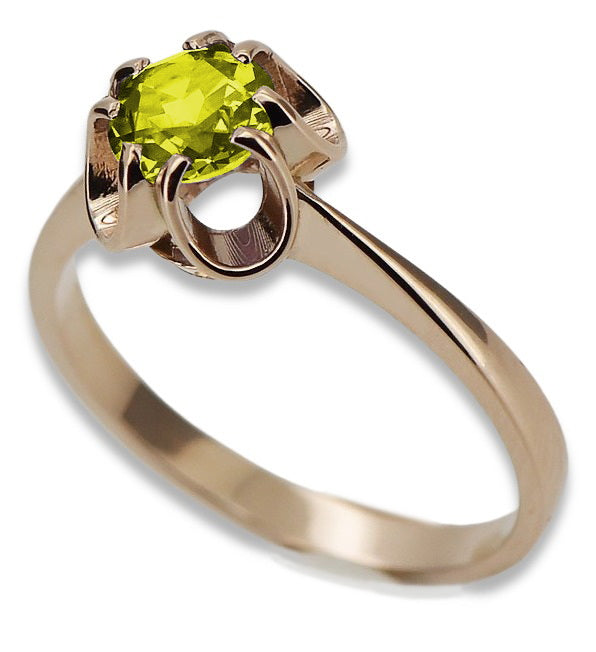 Vintage Yellow Peridot Ring in 14K Rose Gold (vrc348r-yp) — full view of the piece