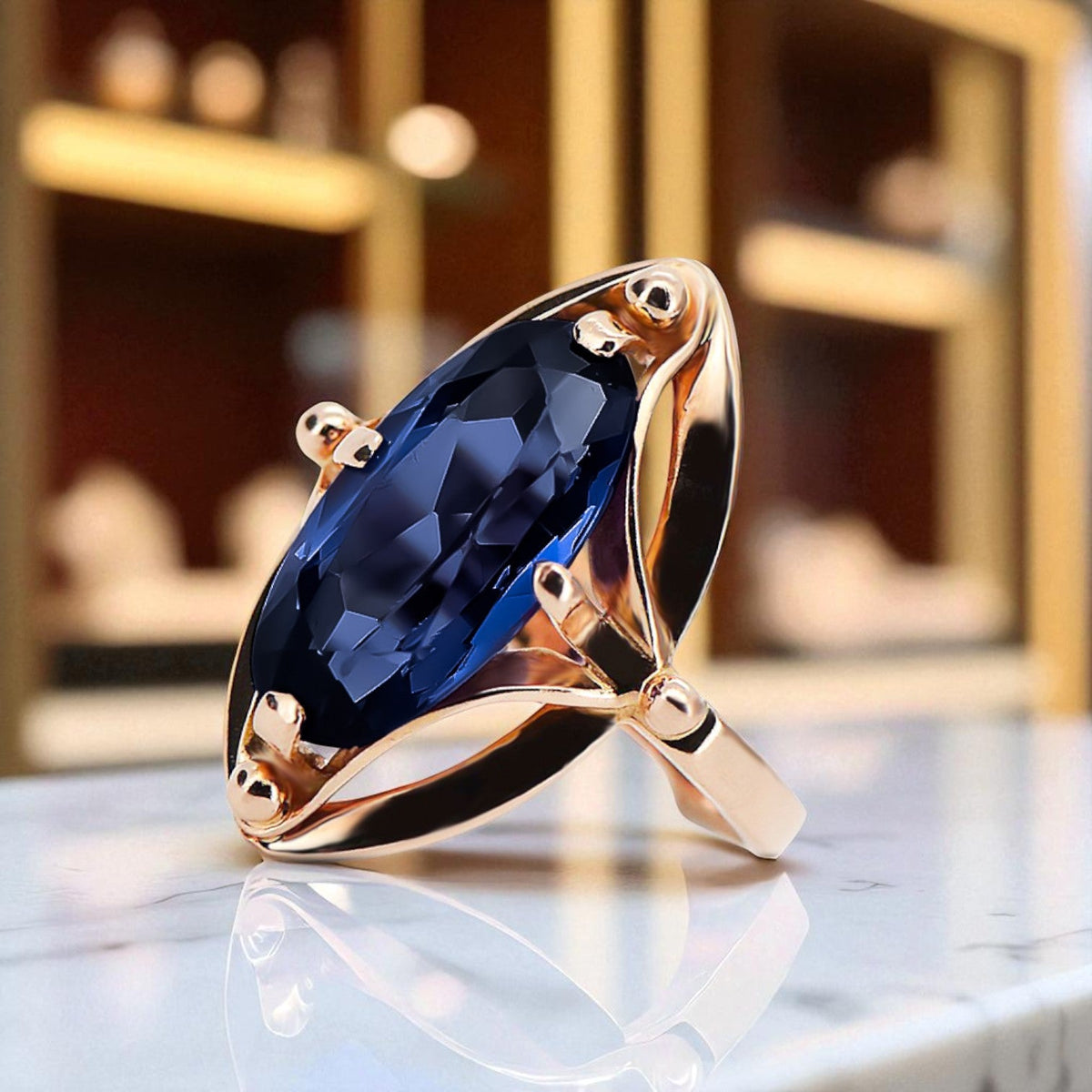 Vintage Sapphire Ring in 14K Rose Gold (vrc047r-sp)