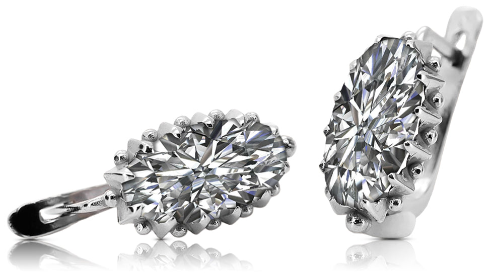 Vintage Zircon Earrings in Sterling Silver (vec174s-zi)