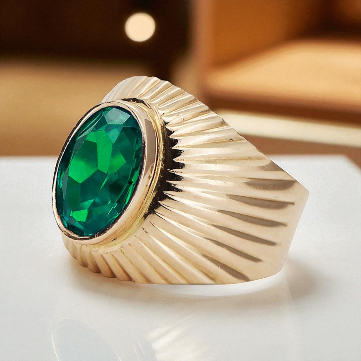 Vintage Emerald Ring in 14K Rose Gold (vrc127r-em)