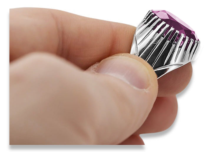 Vintage Amethyst Ring in Sterling Silver (vrc048s-am) — side view showing the setting
