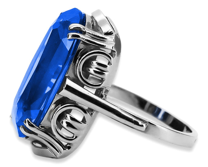 Vintage Sapphire Ring in Sterling Silver (vrc038s-sp) — close-up of the hallmark on the inner band