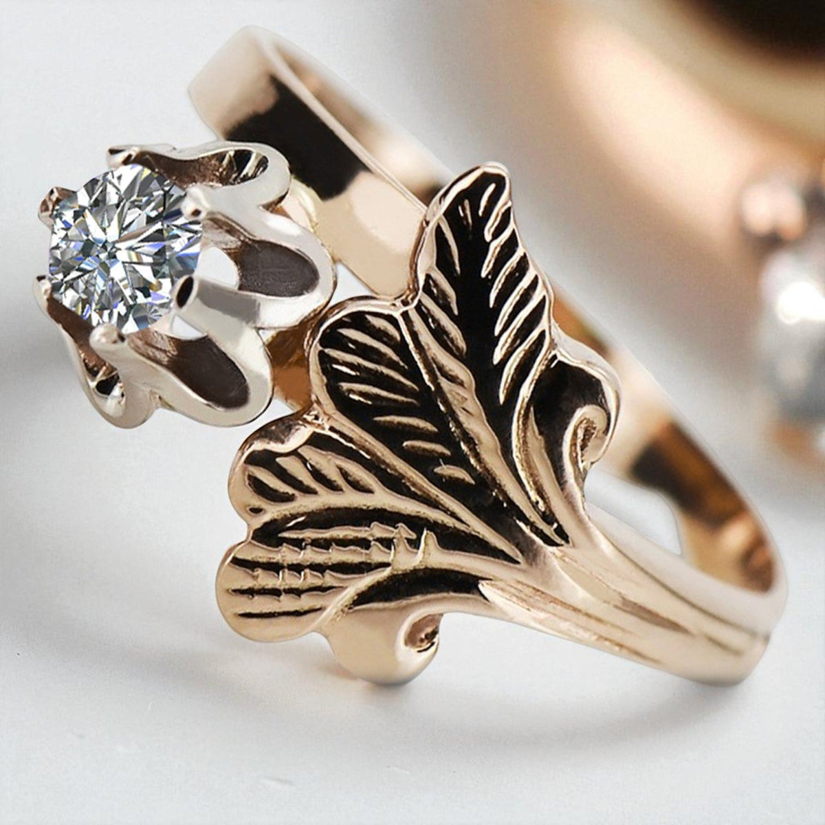 Vintage Zircon Zircone Ring in 14K Rose Gold (vrc169r-zi)