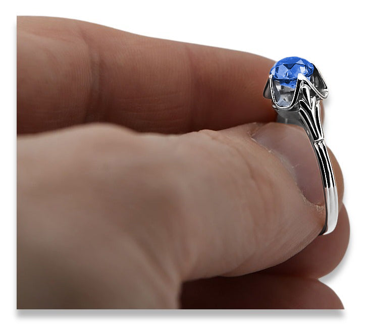Vintage Sapphire Ring in Sterling Silver (vrc023s-sp) — close-up of the hallmark on the inner band