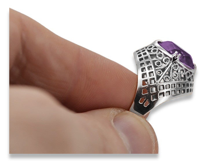 Vintage Alexandrite Ring in Sterling Silver (vrc030s-ax)