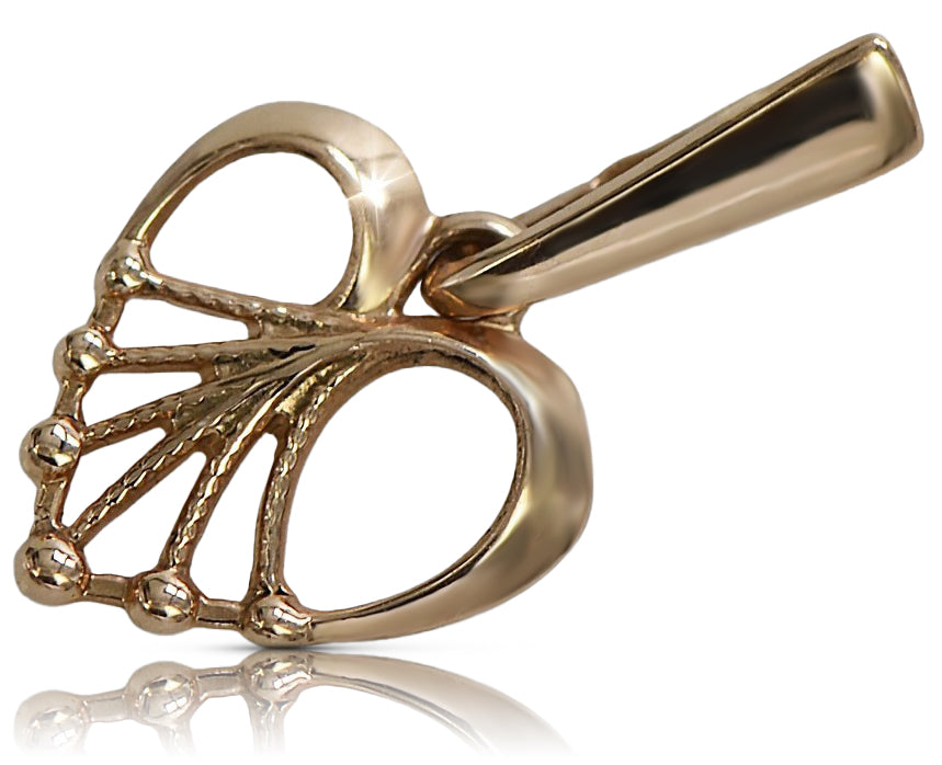 Vintage Heart Pendant in Rose Gold-Plated Sterling Silver (vpn076rp) — side view showing the setting