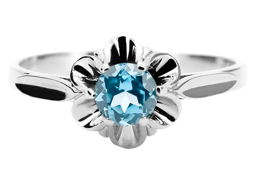 Vintage Aquamarine Ring in Sterling Silver (vrc004s-aq) — full view of the piece