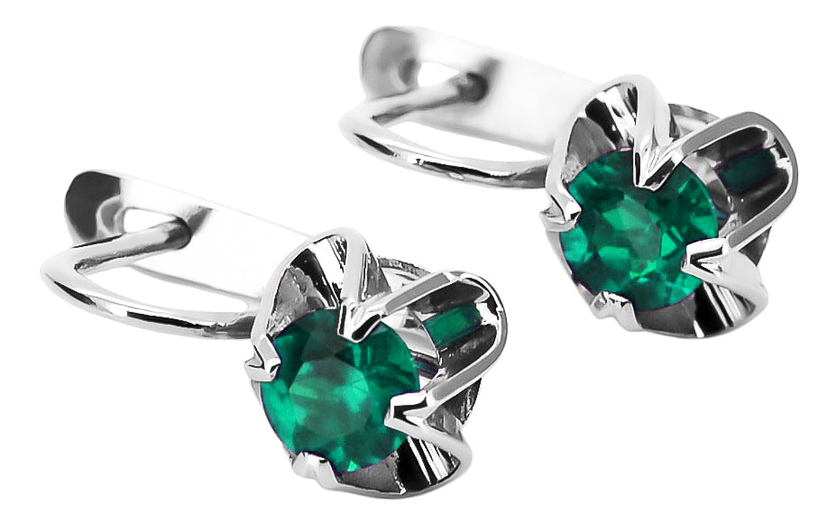 Vintage Emerald Earrings in Sterling Silver (vec018s-em) — close-up of the hallmark on the inner band