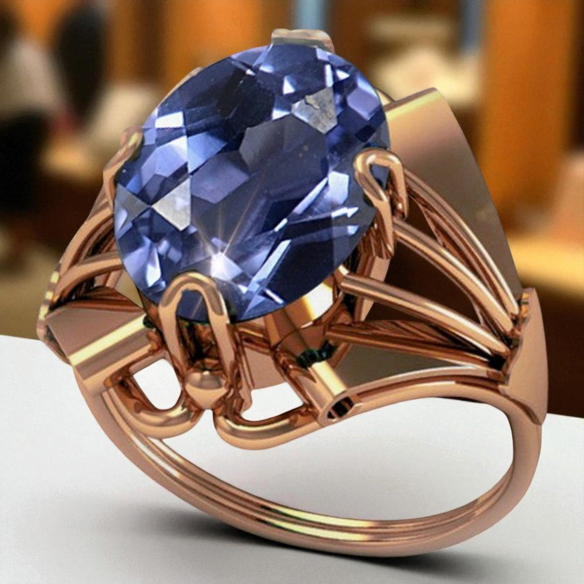 Vintage Alexandrite Ring in 14K Rose Gold (vrc015r-ax)